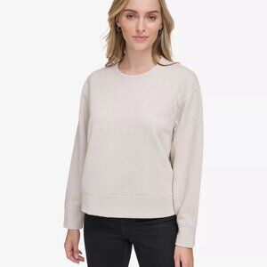 Calvin Klein Women's Cropped Logo Jacquard Sweatshirt Size Medium
